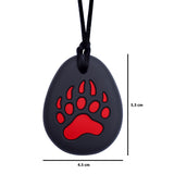 Munchables Bear Paw Chew Necklace measures 4.5cm wide by 5.5cm tall.