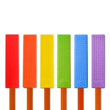 Back of LEGO Brick Style Chewable Pencil Toppers have 4 columns of raised tactile bumps.