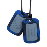 Munchables Dog Tags Chew Necklace in navy blue camo.