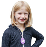 The Munchables Unicorn Chew Necklace worn by a girl.
