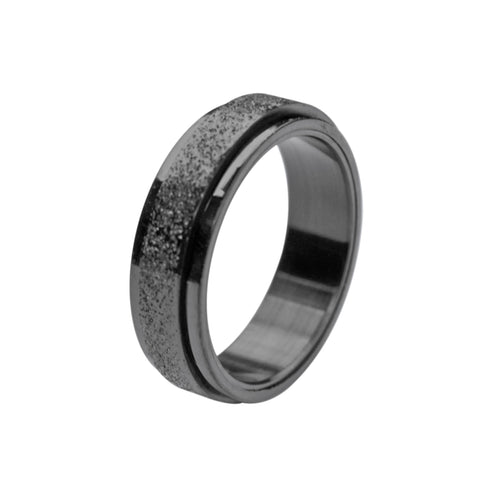 Black anxiety spinner ring. Inner section is slightly sparkly and textured.