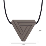 This teen or adult chew necklace in the shape of triangle measures 4cm high by 4.5cm wide.
