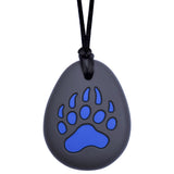 Blue Bear Paw on Black Chew Necklace for Boys