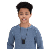 Munchables Navy/Black Rectangle Chew Necklace Worn by Teenage Boy
