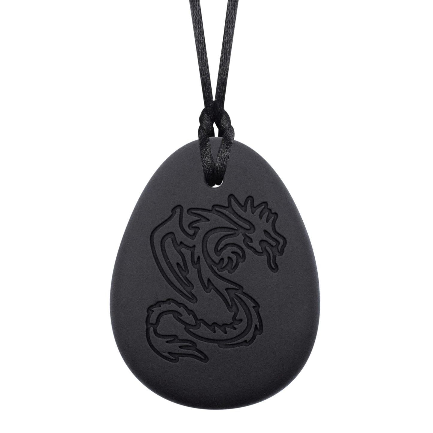 Dragon sensory chew necklace for mild to moderate chewers in black