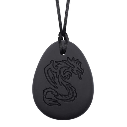 Dragon sensory chew necklace for mild to moderate chewers in black