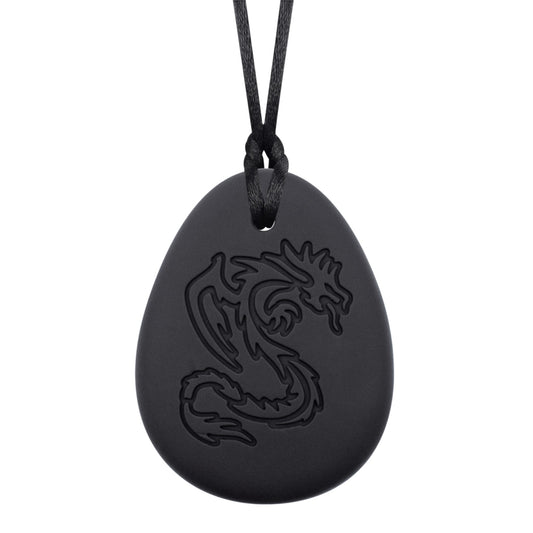 Dragon sensory chew necklace for mild to moderate chewers in black