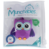 Munchables Baby Owl Chew Necklace in Reclosable Packaging. 
