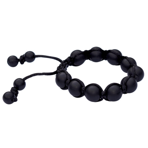 Munchables Black Adjustable Chew Bracelet with silicone beads strung on a black nylon cord.