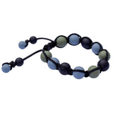 Munchables Adjustable Chew Bracelet features black, dark green and gray silicone beads strung on a black nylon cord.