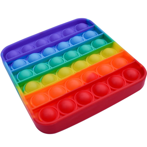 Square shaped rainbow coloured pop it stimming fidget toy