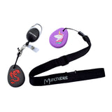 Munchables chewelry on retractable lanyards.