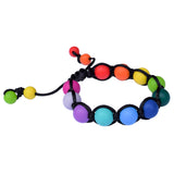 Munchables Adjustable Rainbow Chew Bracelet features colourful beads strung on a black nylon cord. 