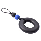 A side profile shot of the Black Donut Chewy Zipper Pull