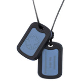 Munchables Chewable Military Dog Tags feature an inset gray area and a black border. For Young Adults.