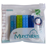 Munchables Set of 4 LEGO-like Chewable Pencil Toppers in reuseable package.