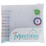 Munchables clear chewable pencil topper tubes in their reusable package.