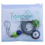 A Munchables Chewable Zipper Pull in its reuseable package.