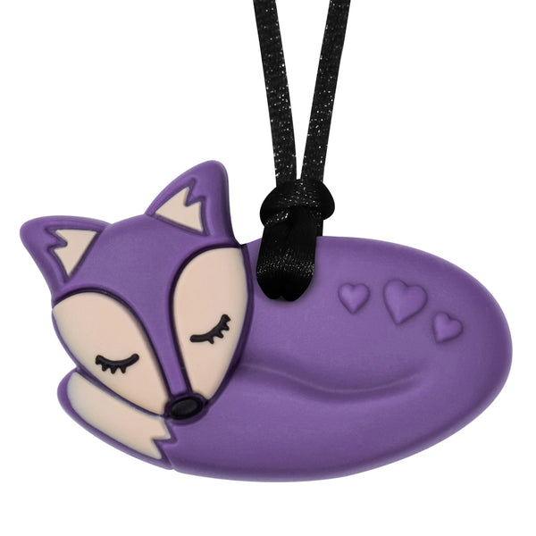 Munchables dark purple fox chewelry necklace.