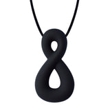 Infinity Shaped Adult Chew Necklace in black.