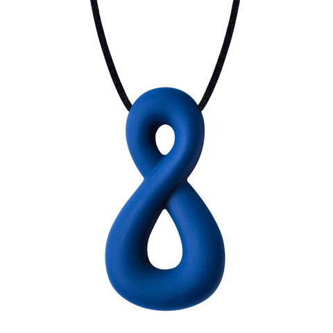 Infinity Shaped Chew Necklace for adults in navy.