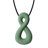 Infinity Shaped Adult Chew Necklace in light green.