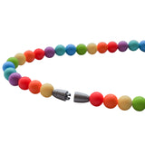 Munchables Rainbow Chew Necklaces feature a gray breakaway clasp.