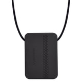 Munchables adult chew necklace in rectangle shape with raised tactile textured tire strip down one side.