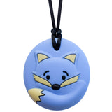 Munchables Round Fox Sensory Chew Necklace in Blue