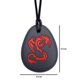 Munchables Dragon Chew Necklace with measurements of 5.5cm high by 4.5cm wide.