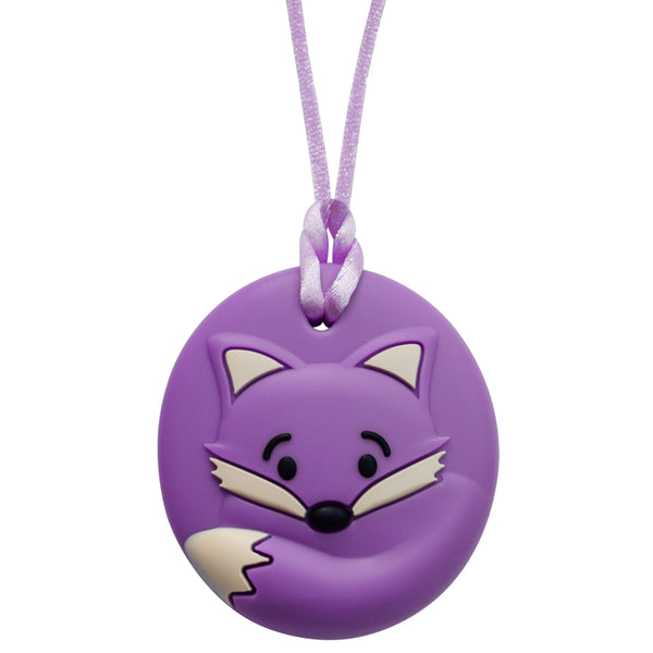 Munchables Round Fox Sensory Chew Necklace in Purple