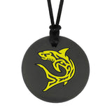 Munchables black boys chew necklace with yellow shark design