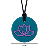 The Munchables Lotus Chew Necklace Measures 4cm in diameter.