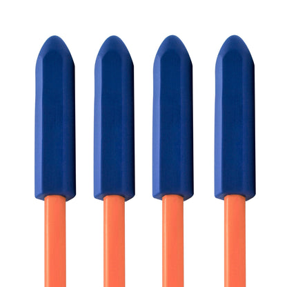 Munchables crystal shaped chewable pencil toppers in navy blue. Set of 4.