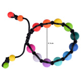 The inner diameter of the rainbow adjustable chew bracelet adjusts from 4.5 to 5.5cm.