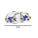 Blue flippy chain fidget toy in blue measures 5cm